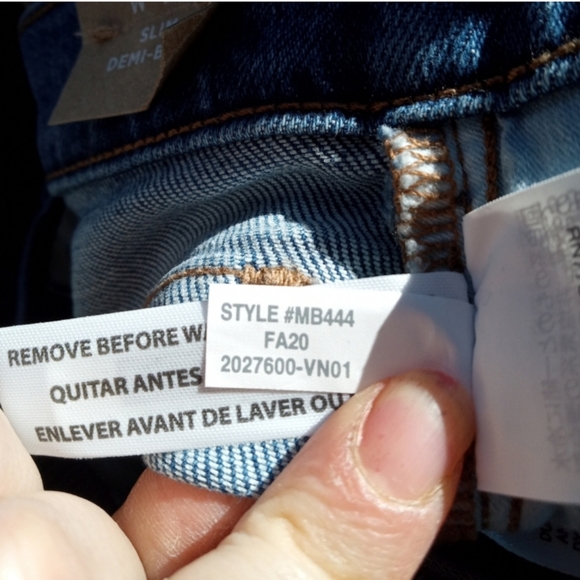 🆕 Madewell Blue Slim Demi Boot Frayed Raw Hem Jeans, Size 27, New - Picture 9 of 14